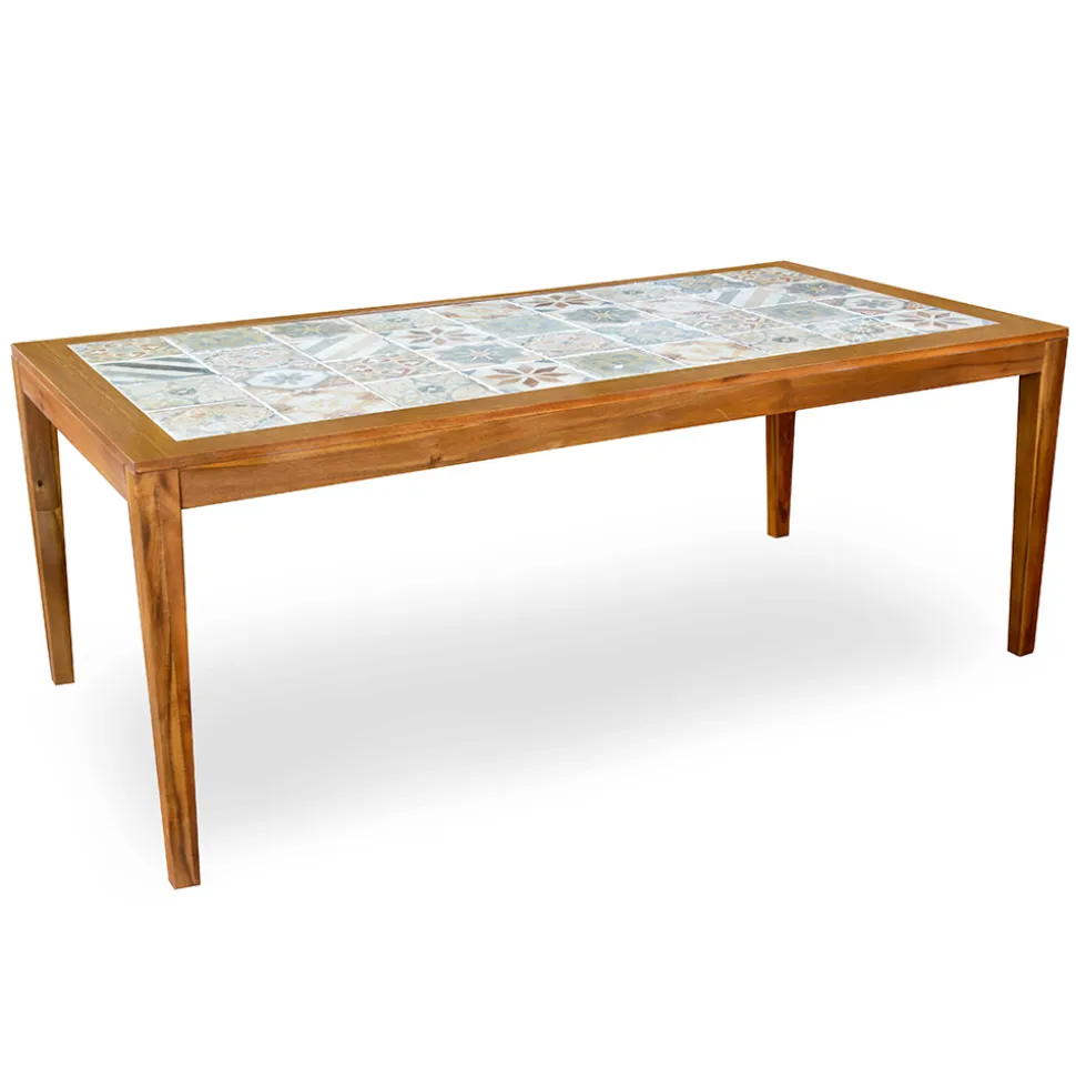 Tavolo Rettangolare Realizzato in Legno di Acacia e Piano in Ceramica - Tecnica