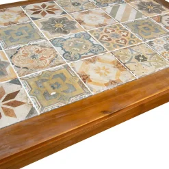 Tavolo Rettangolare Realizzato in Legno di Acacia e Piano in Ceramica - Tecnica