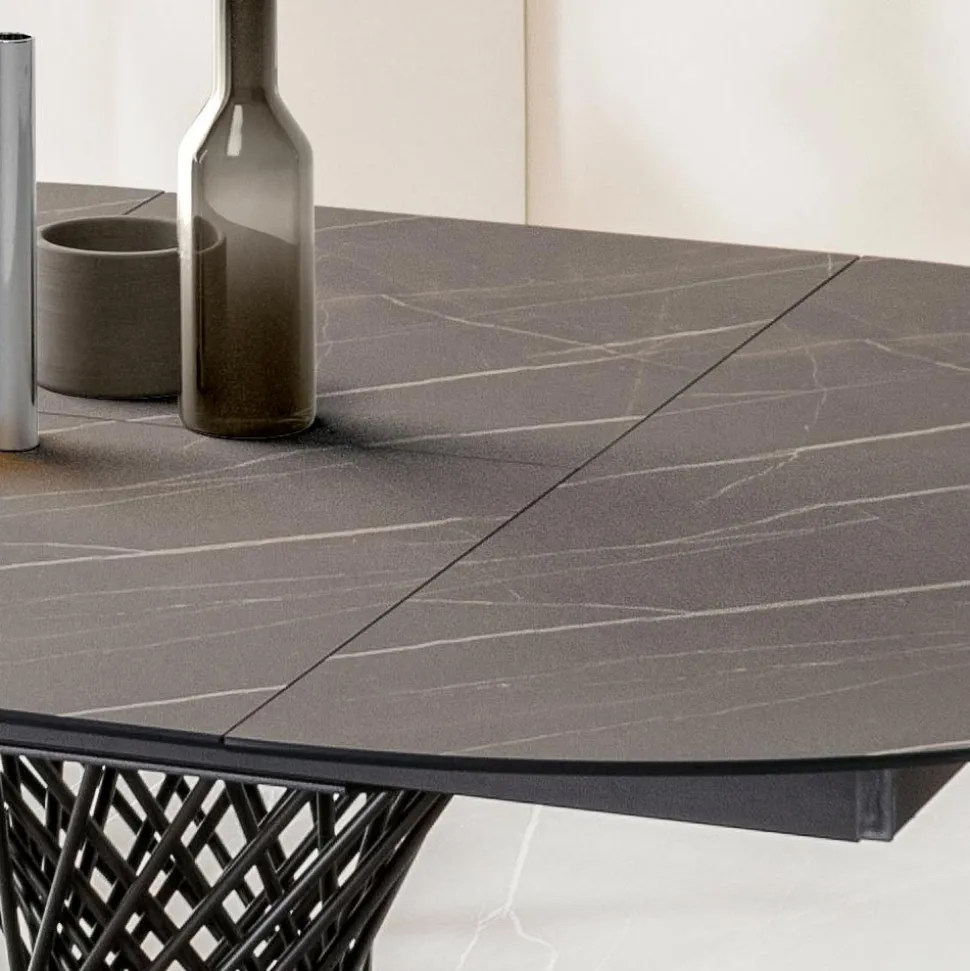 Tavolo Rotondo Allungabile a 170 cm in Metallo e HPL - Sorriso