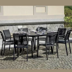 Tavolo Rotondo Allungabile a 170 cm in Alluminio Antracite - Rivara