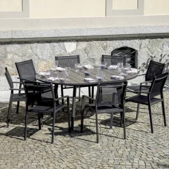 Tavolo Rotondo Allungabile a 170 cm in Alluminio Antracite - Rivara