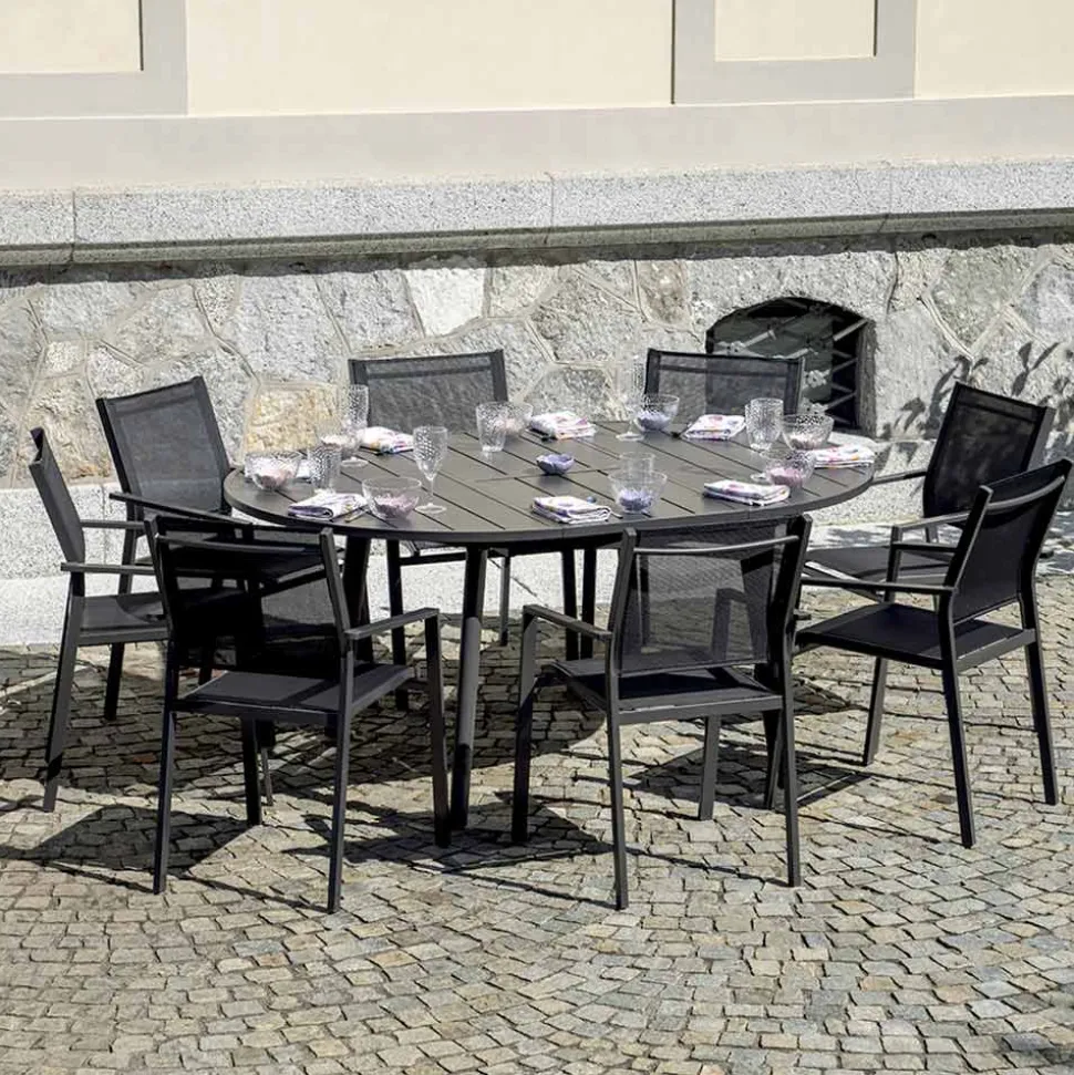 Tavolo Rotondo Allungabile a 170 cm in Alluminio Antracite - Rivara