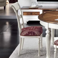 Tavolo Rotondo Allungabile con Intarsio e 4 Sedie Made in Italy - Alite