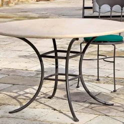 Tavolo Rotondo da Esterno con Piano in Travertino Made in Italy - Scozia