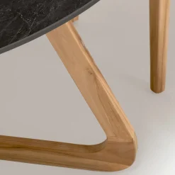 Tavolo Rotondo da Esterno in Ceramica Nero Marquinia Made in Italy - Pegaso