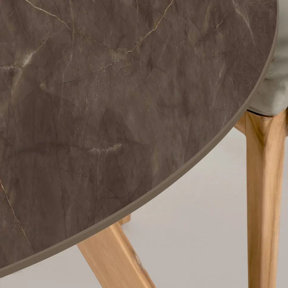 Tavolo Rotondo da Esterno in Ceramica Pulpis Brown Made in Italy - Pegaso