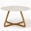 Tavolo Rotondo da Esterno in Ceramica Travertino Chiaro Made in Italy - Pegaso