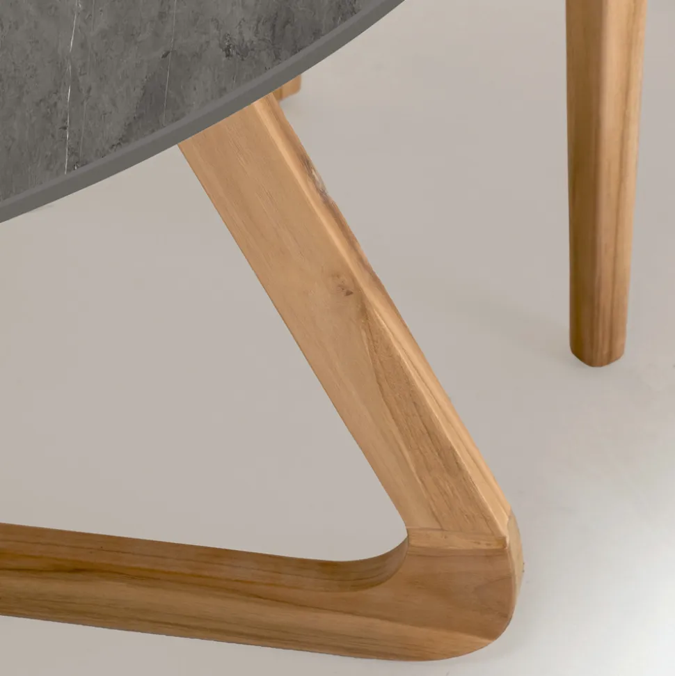Tavolo Rotondo da Esterno in Ceramica Pietra Grey Made in Italy - Pegaso