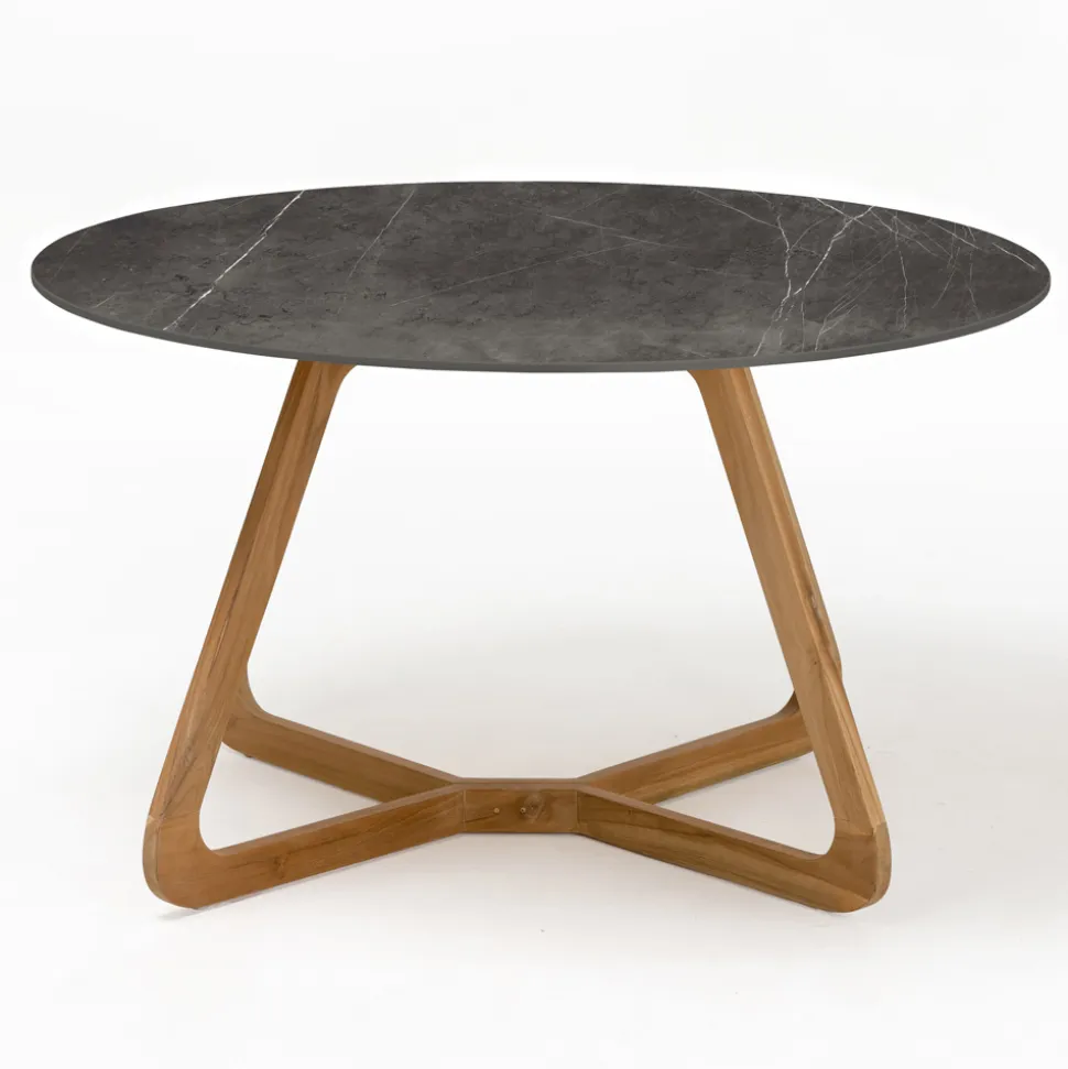 Tavolo Rotondo da Esterno in Ceramica Pietra Grey Made in Italy - Pegaso