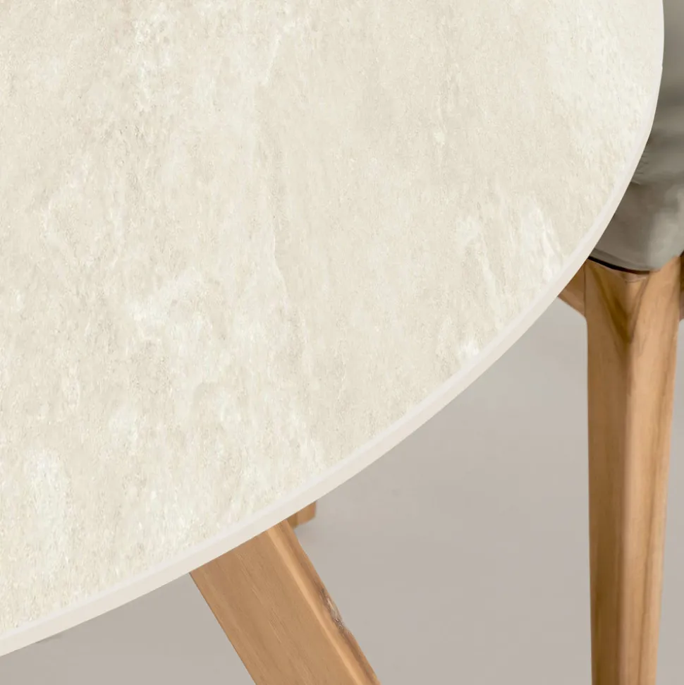 Tavolo Rotondo da Esterno in Ceramica Chianca di Ostuni Made in Italy - Pegaso