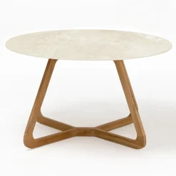 Tavolo Rotondo da Esterno in Ceramica Chianca di Ostuni Made in Italy - Pegaso