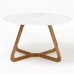 Tavolo Rotondo da Esterno in Ceramica Total White Made in Italy - Pegaso