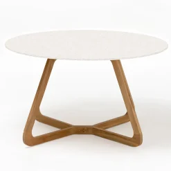 Tavolo Rotondo da Esterno in Ceramica Terrazzo White Made in Italy - Pegaso