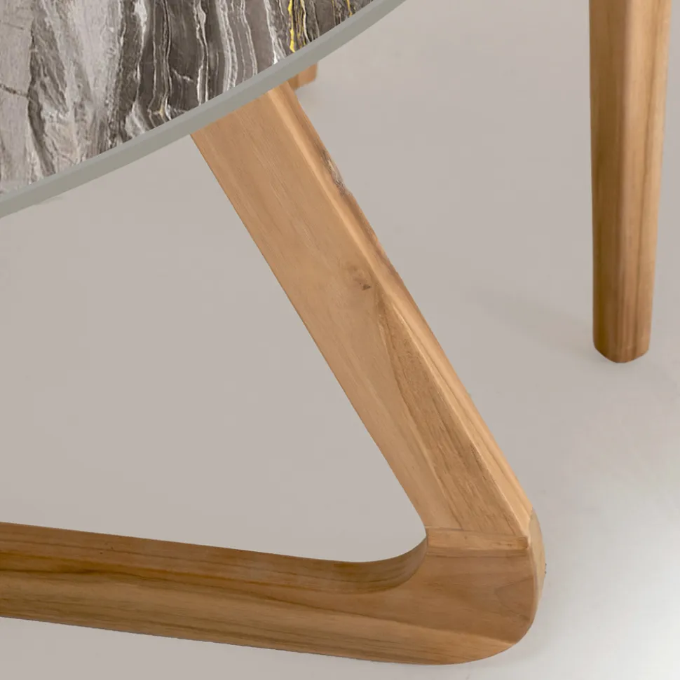 Tavolo Rotondo da Esterno in Ceramica Orobico Luxe Made in Italy - Pegaso