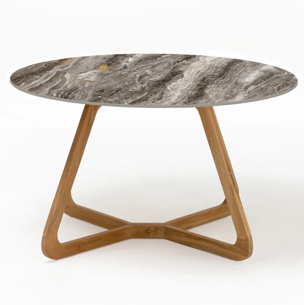 Tavolo Rotondo da Esterno in Ceramica Orobico Luxe Made in Italy - Pegaso