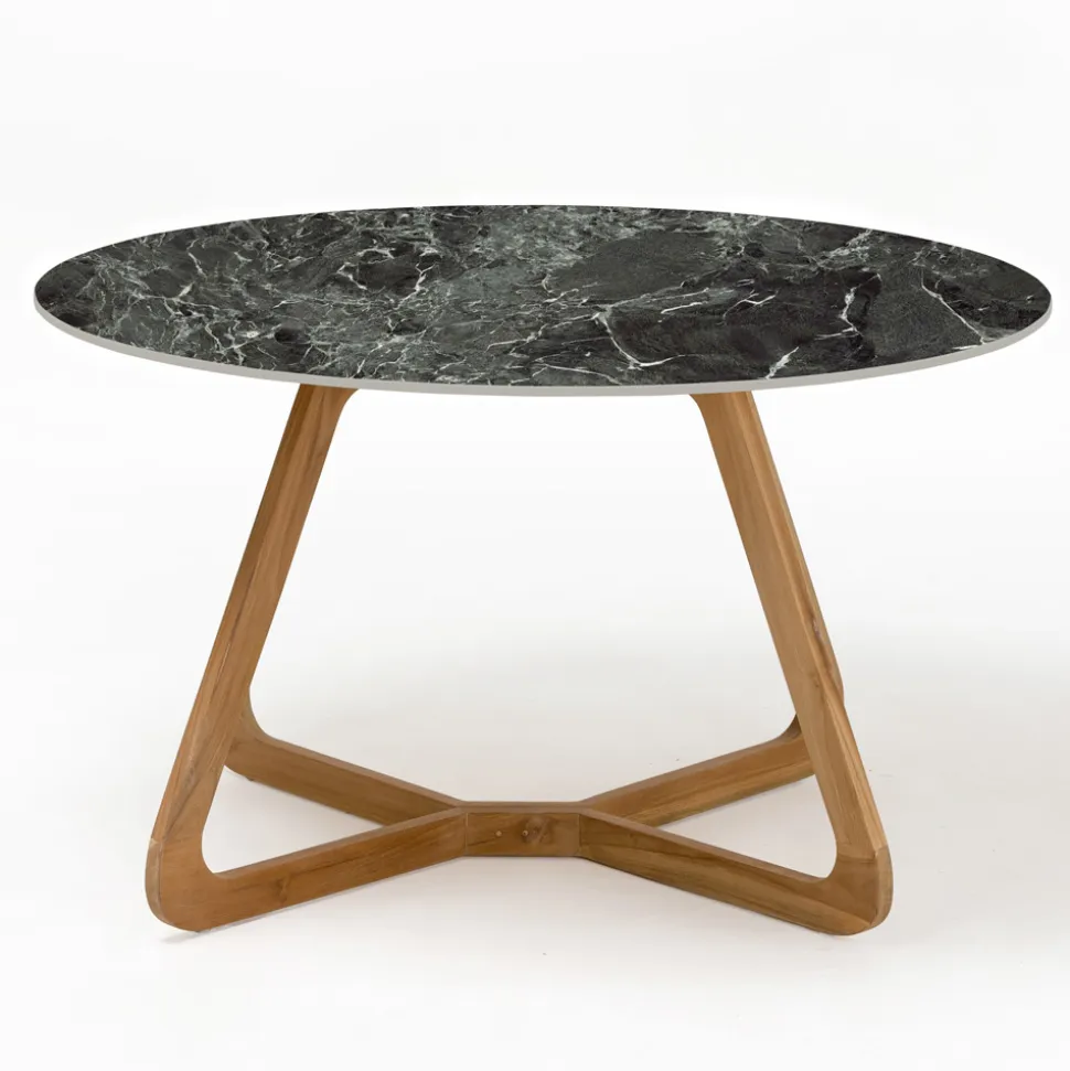 Tavolo Rotondo da Esterno in Ceramica Verde France Made in Italy - Pegaso