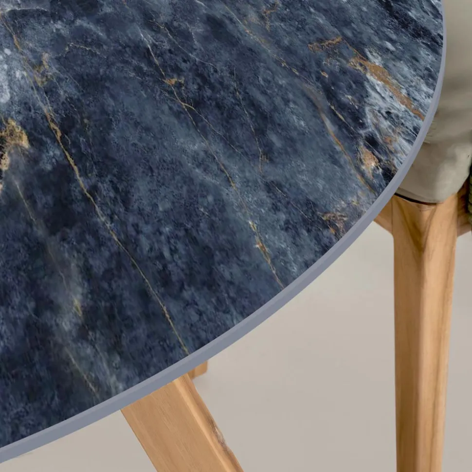 Tavolo Rotondo da Esterno in Ceramica Ocean Blue Made in Italy - Pegaso