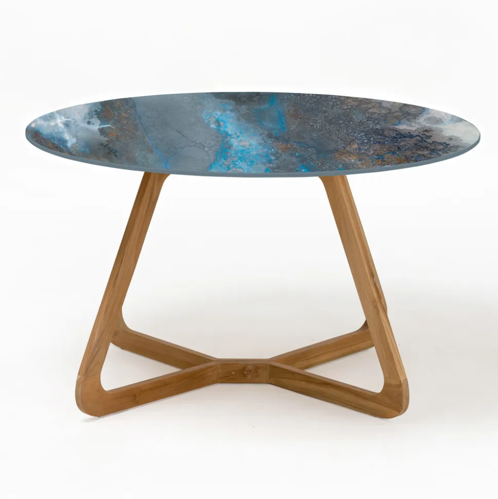 Tavolo Rotondo da Esterno in Ceramica Thunderstorm Made in Italy - Pegaso