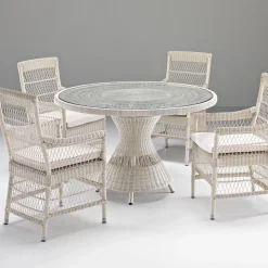 Tavolo Rotondo da Giardino con 4 Poltroncine con Braccioli - Gigi