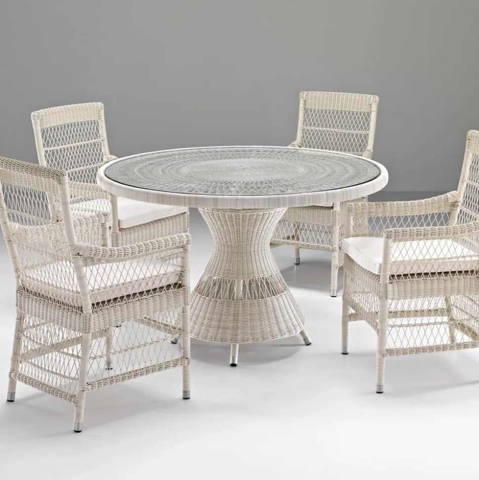 Tavolo Rotondo da Giardino con 4 Poltroncine con Braccioli - Gigi
