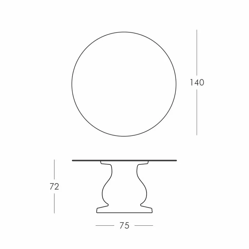 Tavolo Rotondo Design Classico in HPL, diametro 140cm - Ottocento