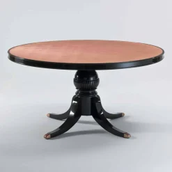Tavolo rotondo design classico in mogano lucido, diametro 150cm, Akim