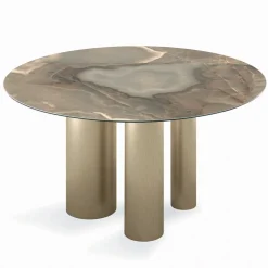 Tavolo Rotondo Fisso con Piano in Ceramica Made in Italy - Forbici