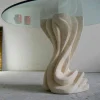 Tavolo rotondo in Pietra di Vicenza e cristallo Cadmo scolpito a mano