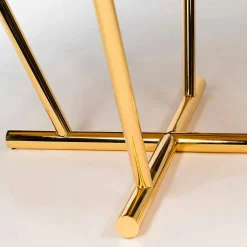 Tavolo rotondo modeno con piano in vetro e intarsi di legno Ozzy