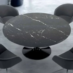 Tavolo Rotondo Moderno in Marmo di Carrara e Marquinia Made in Italy – Dollars