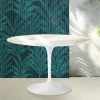 Tavolo Rotondo Tulip Saarinen H 74 cm in Ceramica Florim Calacatta Gold Lucido - Scarlet