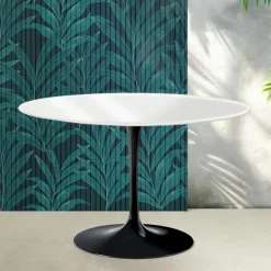 Tavolo Rotondo Tulip Saarinen H 74 cm in Ceramica Florim Bianco Lucido - Scarlet