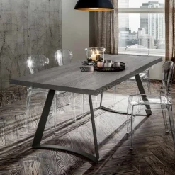 Tavolo Sala da Pranzo con Piano in Rovere Scortecciato Made in Italy - Pinocchio