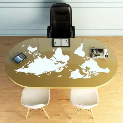 Tavolo scrivania moderno con piano in vetro made in Italy, Pontida