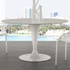 Tavolo tondo diametro 120 cm con piano in marmo carrara bianco Rimini