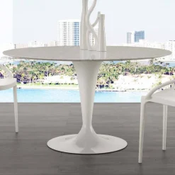 Tavolo tondo diametro 120 cm con piano in marmo carrara bianco Rimini