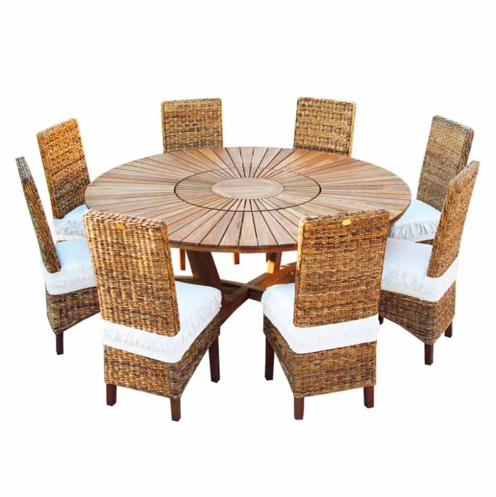 Tavolo tondo in teak e massello da esterno Real Table