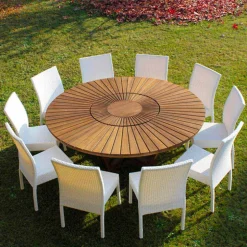 Tavolo tondo in teak e massello da esterno Real Table