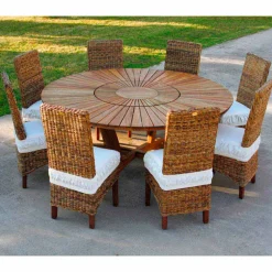 Tavolo tondo in teak e massello da esterno Real Table