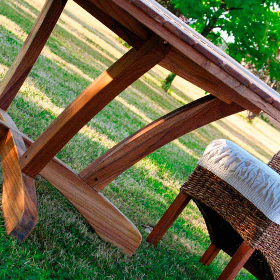 Tavolo tondo in teak e massello da esterno Real Table