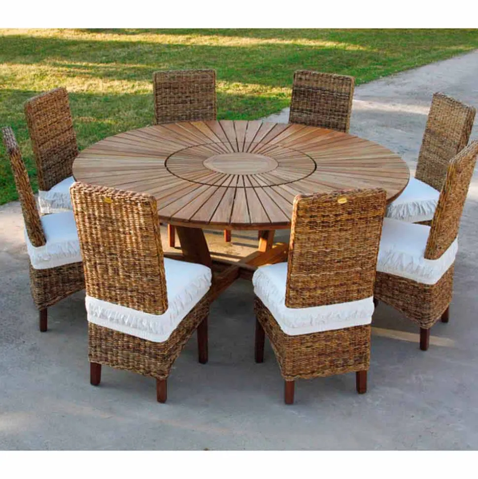 Tavolo tondo in teak e massello Real Table