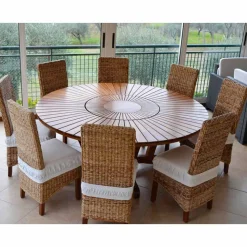 Tavolo tondo in teak e massello Real Table