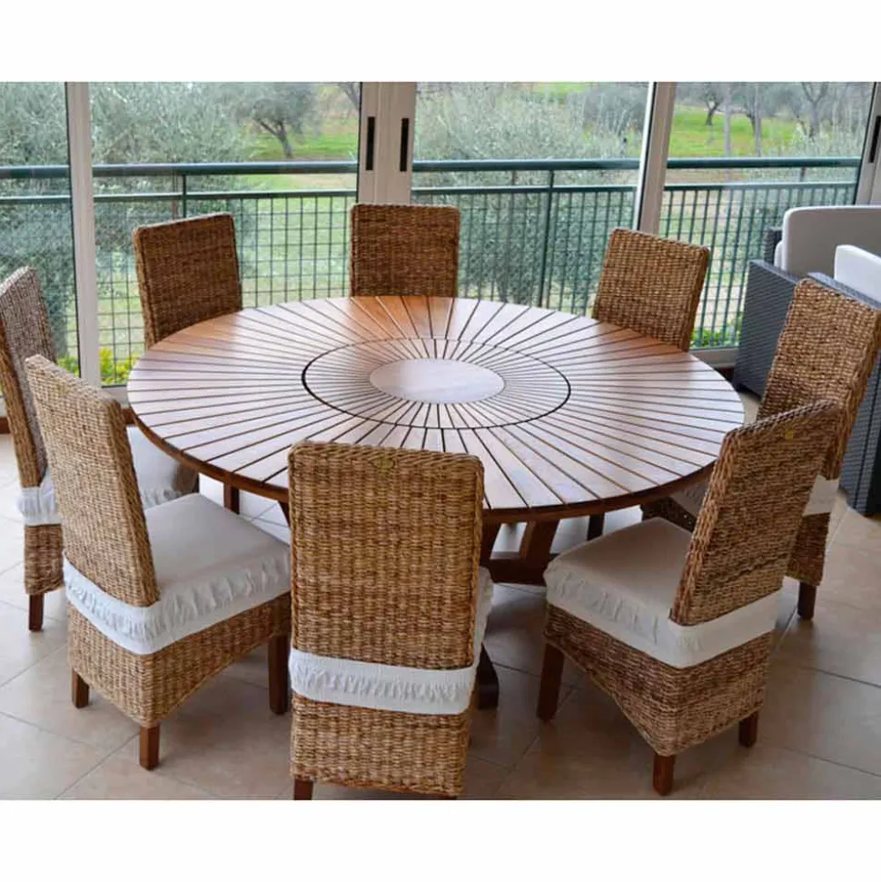 Tavolo tondo in teak e massello Real Table