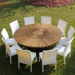 Tavolo tondo in teak e massello Real Table