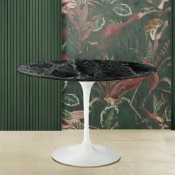 Tavolo Tulip Eero Saarine H 74 Rotondo in Marmo Verde Alpi Made in Italy - Scarlet
