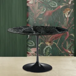 Tavolo Tulip Eero Saarine H 74 Rotondo in Marmo Verde Alpi Made in Italy - Scarlet