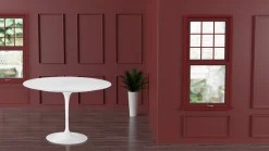 Tavolo Tulip Eero Saarinen H 74 con Piano in MDF Laminato Liquido Bianco - Scarlet