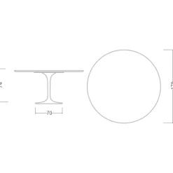 Tavolo Tulip Eero Saarinen H 74 con Piano in MDF Laminato Liquido Bianco - Scarlet