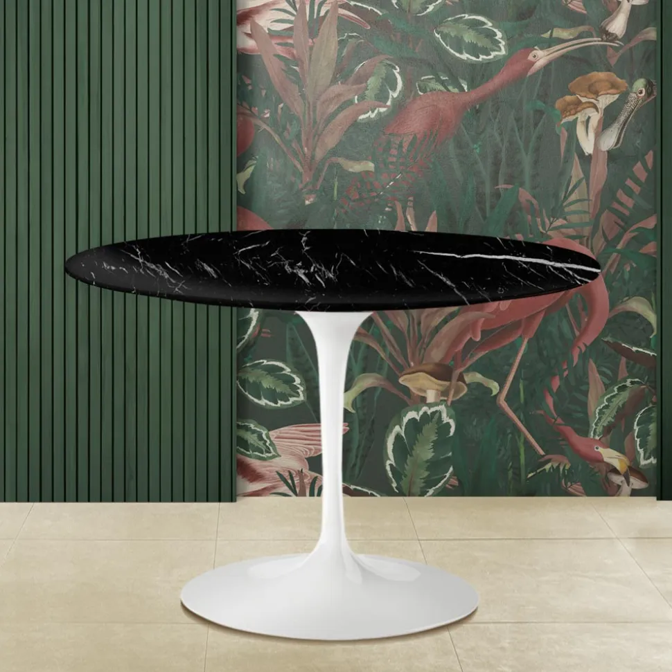 Tavolo Tulip Eero Saarinen H 74 con Piano in Marmo Nero Marquinia Made in Italy - Scarlet