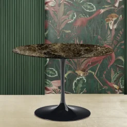 Tavolo Tulip Eero Saarinen H 74 con Piano Rotondo in Marmo Emperador Dark - Scarlet